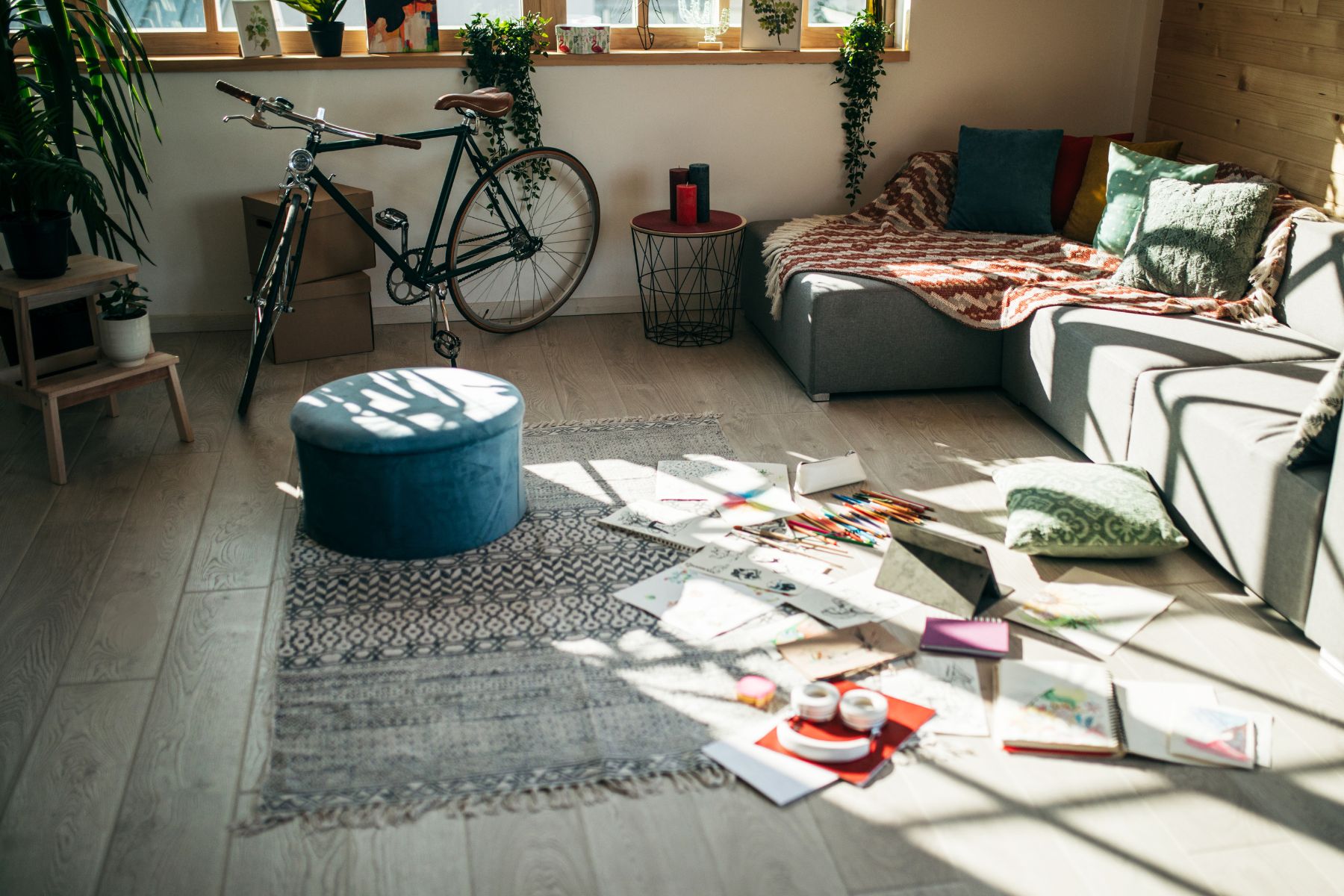 Transitional clutter in the living room